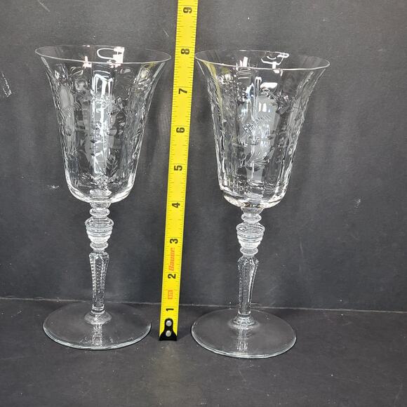 Water Goblet Rembrandt by Rock Sharpe Vtg 7.75" Floral Lot of 2 - Picture 6 of 12